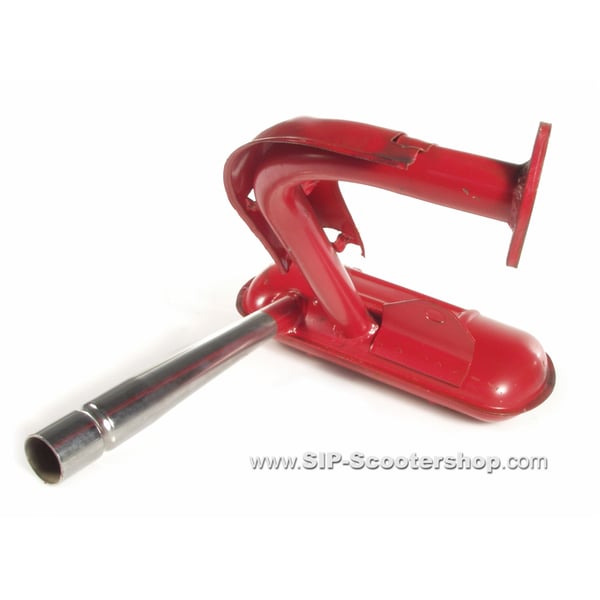 Auspuff SERIE PRO Sport Replika- Stahl rot- D�mpfer: chrom Farbe (ESD): chrom f�r Vespa 50-N-L-R-S-Special-SR-SS