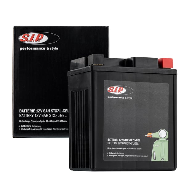 Batterie SIP 12V-6Ah- STX7L-GEL- 1R000317 f�r Vespa Primavera-Sprint 50-150ccm-GTS 125ccm