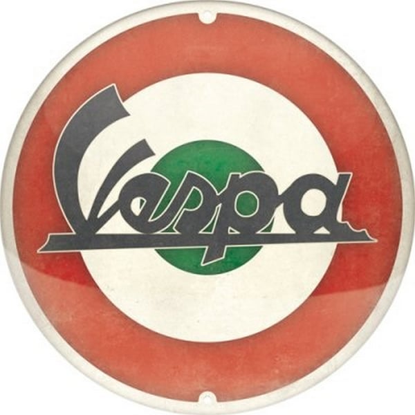 Blechschild mit Motiv Vespa - Logo Italian gr�n-weiss-rot 