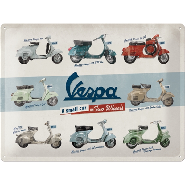 Blechschild Vespa - Model Chart 