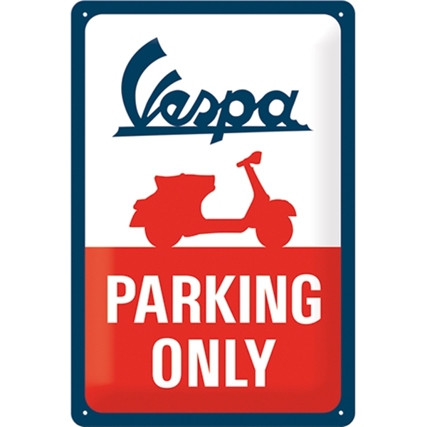 Blechschild Vespa Parking Only  unter Fahrzeuge & Teile > Fahrzeugersatzteile & -zubehr > Motorradzubehr