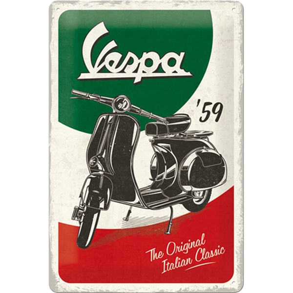 Blechschild Vespa - The Italian Classic  unter Fahrzeuge & Teile > Fahrzeugersatzteile & -zubehr > Motorradzubehr