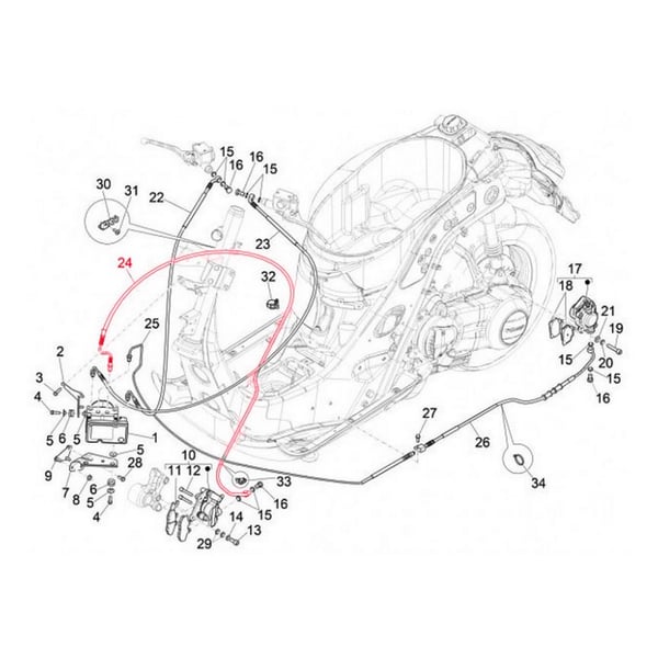 Bremsleitung PIAGGIO- vorne f�r Vespa GTS-GTS Super 125-300-310ccm (2023-)