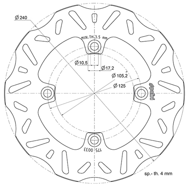 Bremsscheibe POLINI 175-0033 f�r HONDA-PEUGEOT 125-250ccm