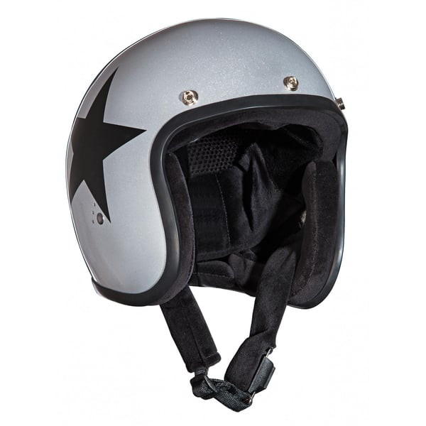 Helm BANDIT Jet Star mit schwarzem Stern- silber- Gr- L Jethelm