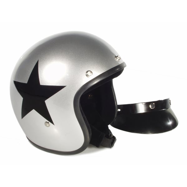 Helm BANDIT Jet Star mit schwarzem Stern- silber- Gr- XL Jethelm
