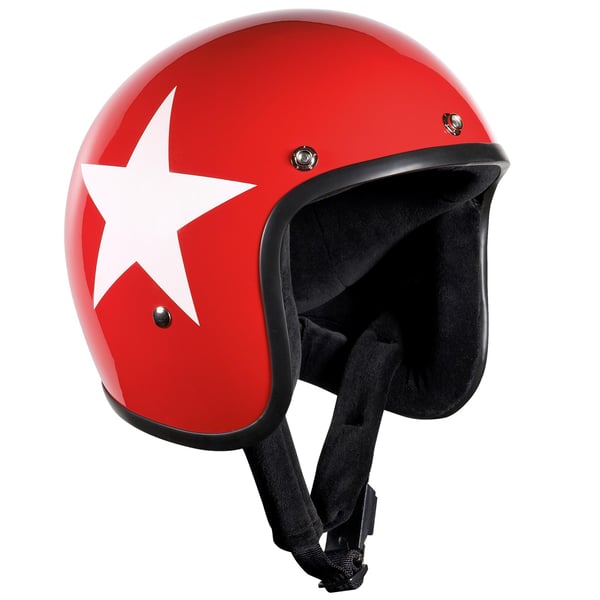 Helm BANDIT Jet Star mit weissem Stern- rot- Gr- L- 59-60cm Jethelm