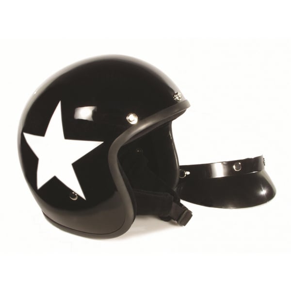Helm BANDIT Jet Star mit weissem Stern- schwarz- Gr- M- 57cm Jethelm