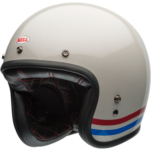 Helm BELL Custom 500 Stripes- weiss- Gr- XL- 61-62cm Jethelm