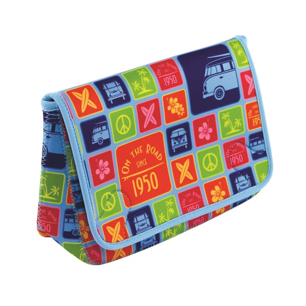 Kulturbeutel VW Collection mit Motiv VW Bulli Surf bunt 