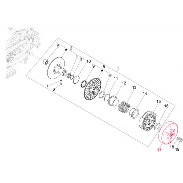 Kupplungsglocke PIAGGIO 1A003991 f�r Vespa GTS-GTS Super-GTV 300ccm HPE (-18-)