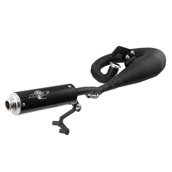 Rennauspuff AF Rayspeed Tornado- Stahl schwarz- D�mpfer: Aluminium Farbe (ESD): silber f�r Lambretta 125 LI-LIS-DL-GP-150 LI-LIS-SX-DL-GP-175 TV 2-3-200 TV-SX-DL-GP
