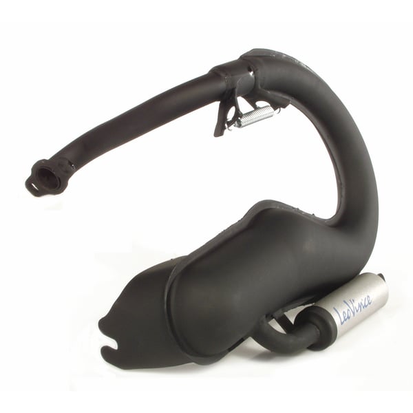 Rennauspuff LEOVINCE Banane 4206- Stahl schwarz- D�mpfer: Aluminium Farbe (ESD): silber f�r Vespa 90-R-SS-100-125-PV-ET3
