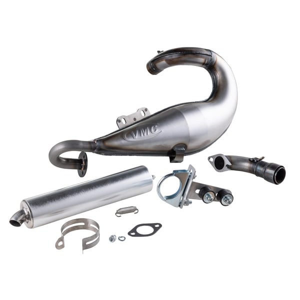 Rennauspuff VMC EVO Racer 52-S silver- Stahl- D�mpfer: Aluminium Farbe (ESD): silber f�r Vespa 90-R-SS-100-125 VMA1T