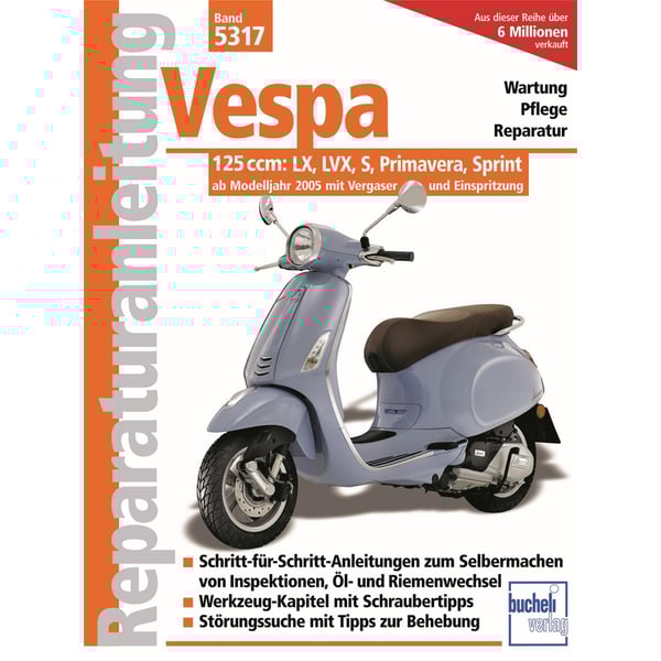 Reparaturanleitung Vespa 125ccm: LX- LXV- S- Primavera- Sprint - Wartung- Pflege- Reparatur ab Modelljahr 2005 mit Vergaser und Einspritzung 