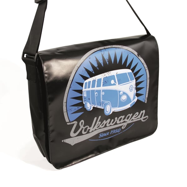 Schultertasche VW Collection mit Motiv VW Bulli T1 schwarz 