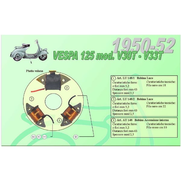 Speisespule Lichtmaschine CEAB 1- Lichtspule- 12549 - LU123-A f�r Vespa 125 V1T 2-V15-V30-33