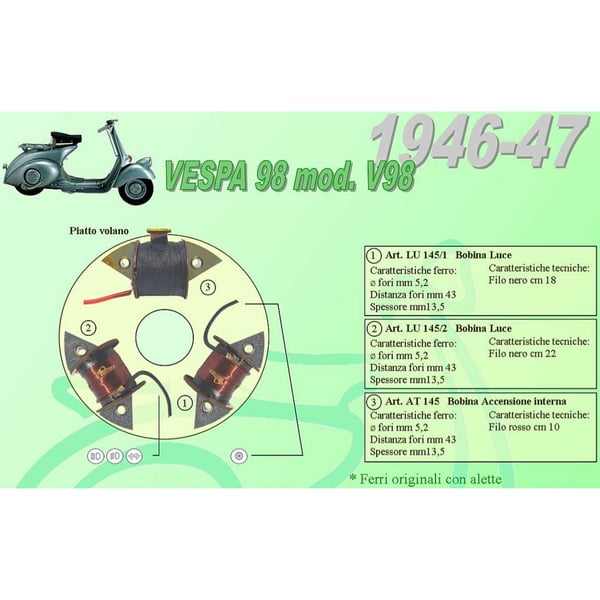 Speisespule Lichtmaschine CEAB 1- Lichtspule- 669 - LU145-1 f�r Vespa 98 1946-1947