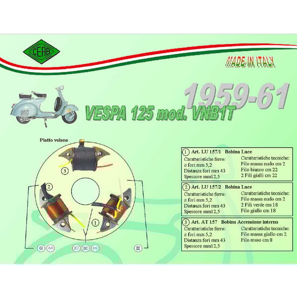 Speisespule Lichtmaschine CEAB 1- Lichtspule- LU157-1 f�r Vespa 125 VNB1T