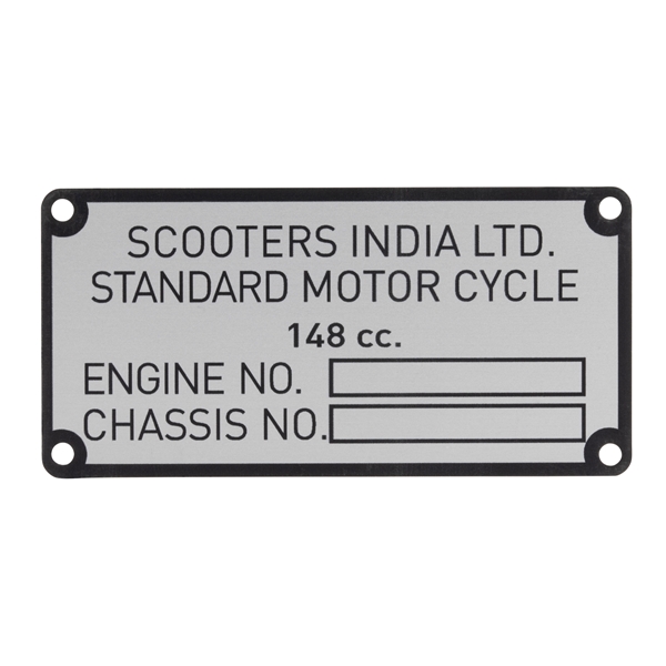 Typenschild Scooters India Ltd fr Lambretta 150 GP fr Lambretta 150 GP