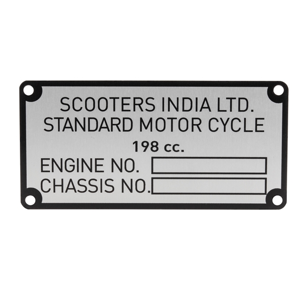 Typenschild Scooters India Ltd fr Lambretta 200 GP fr Lambretta 200 GP