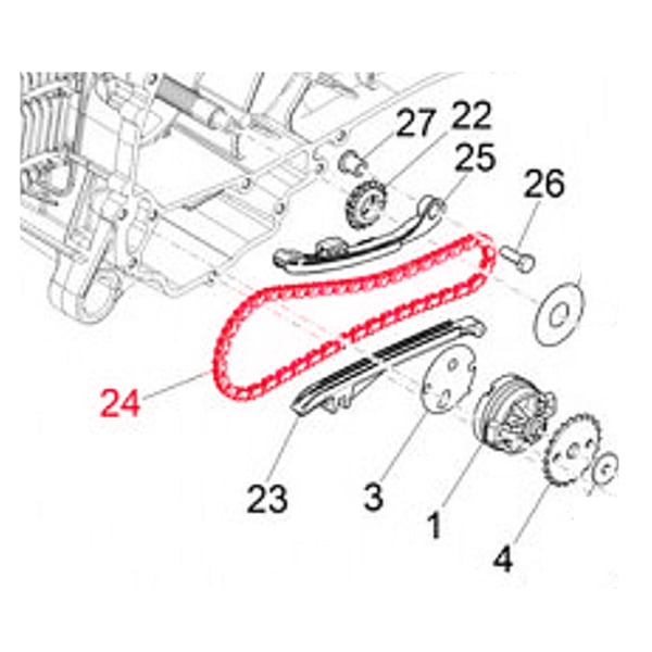 Ventilsteuerkette PIAGGIO f�r Vespa ET4-LX-S-Primavera-Sprint 50ccm 4T